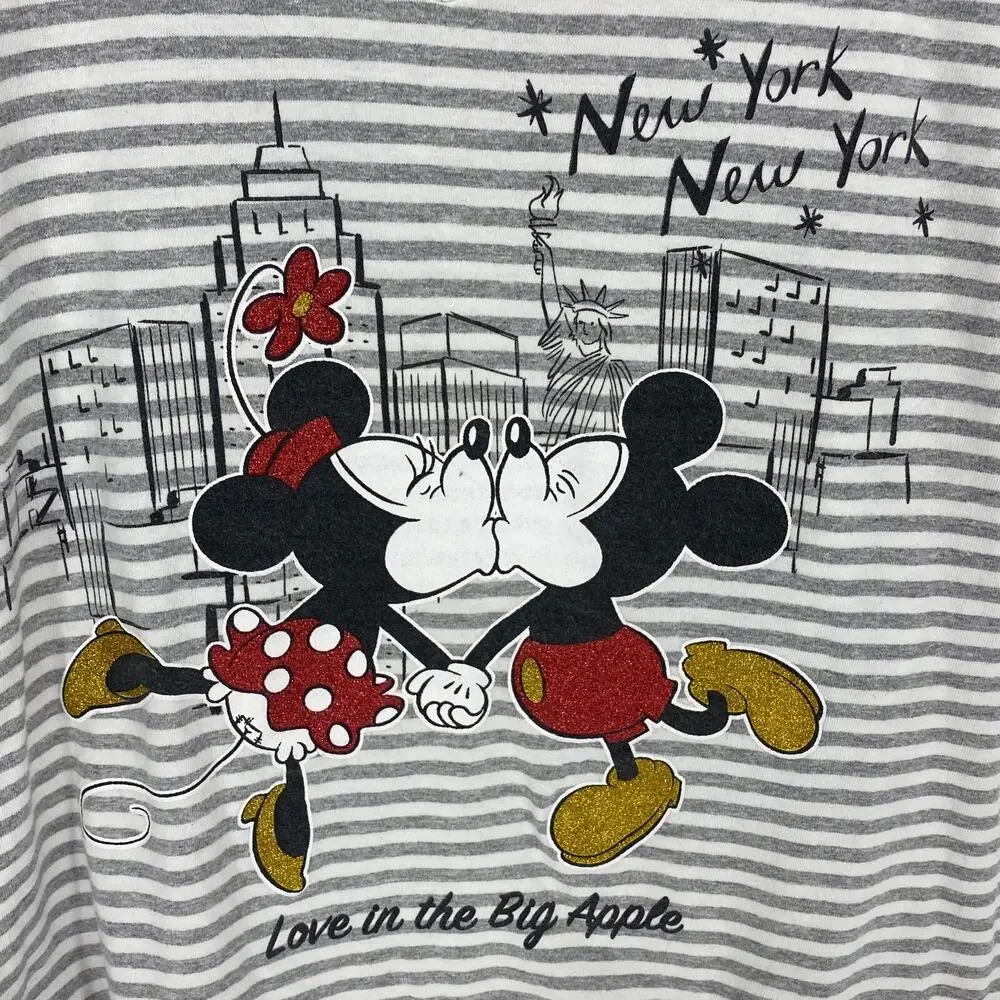 Disney Women's MED M Minnie Mickey Mouse New York V-neck T-Shirt Top, 2239 - Picture 2 of 5